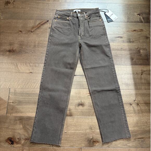 RE/DONE 70s Ultra High Rise Stove Pipe Jeans in Washed Chocolate size 26 NWT - Picture 1 of 11